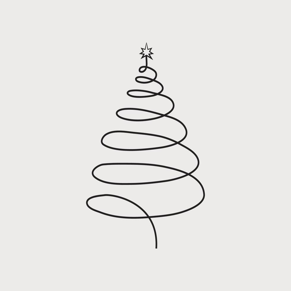 Swirl Christmas Tree, Abstract Christmas Tree, Vector illustration