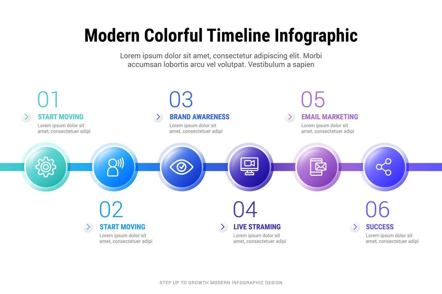 moderno vistoso horizontal cronograma infografía vector