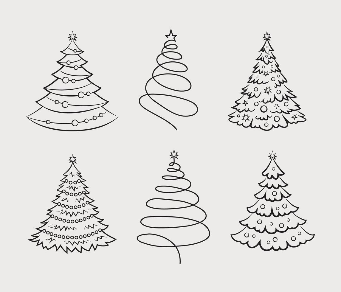 resumen Navidad árbol colocar, Navidad árbol silueta, línea vector ilustración