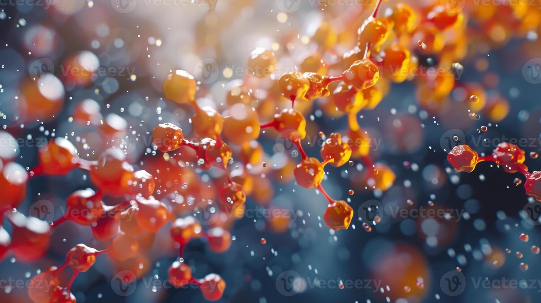 AI generated Dynamic illustration of an abstract molecular structure with atoms and bonds in a chemical reaction environment. photo