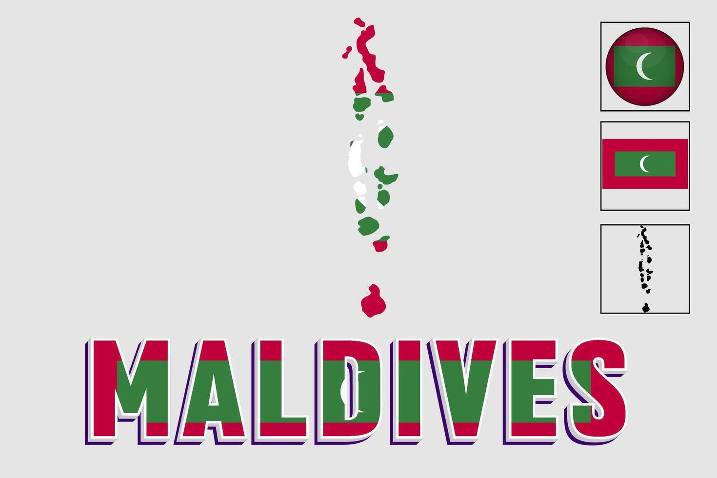 Maldives map and flag in vector illustration