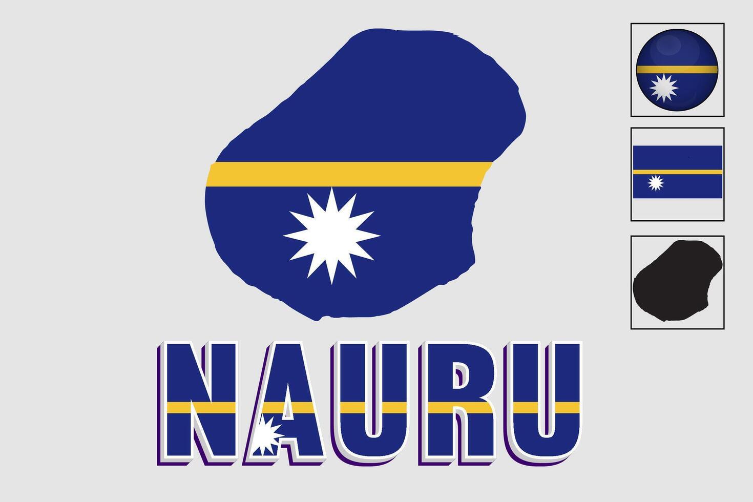 Nauru flag and map in a vector graphic