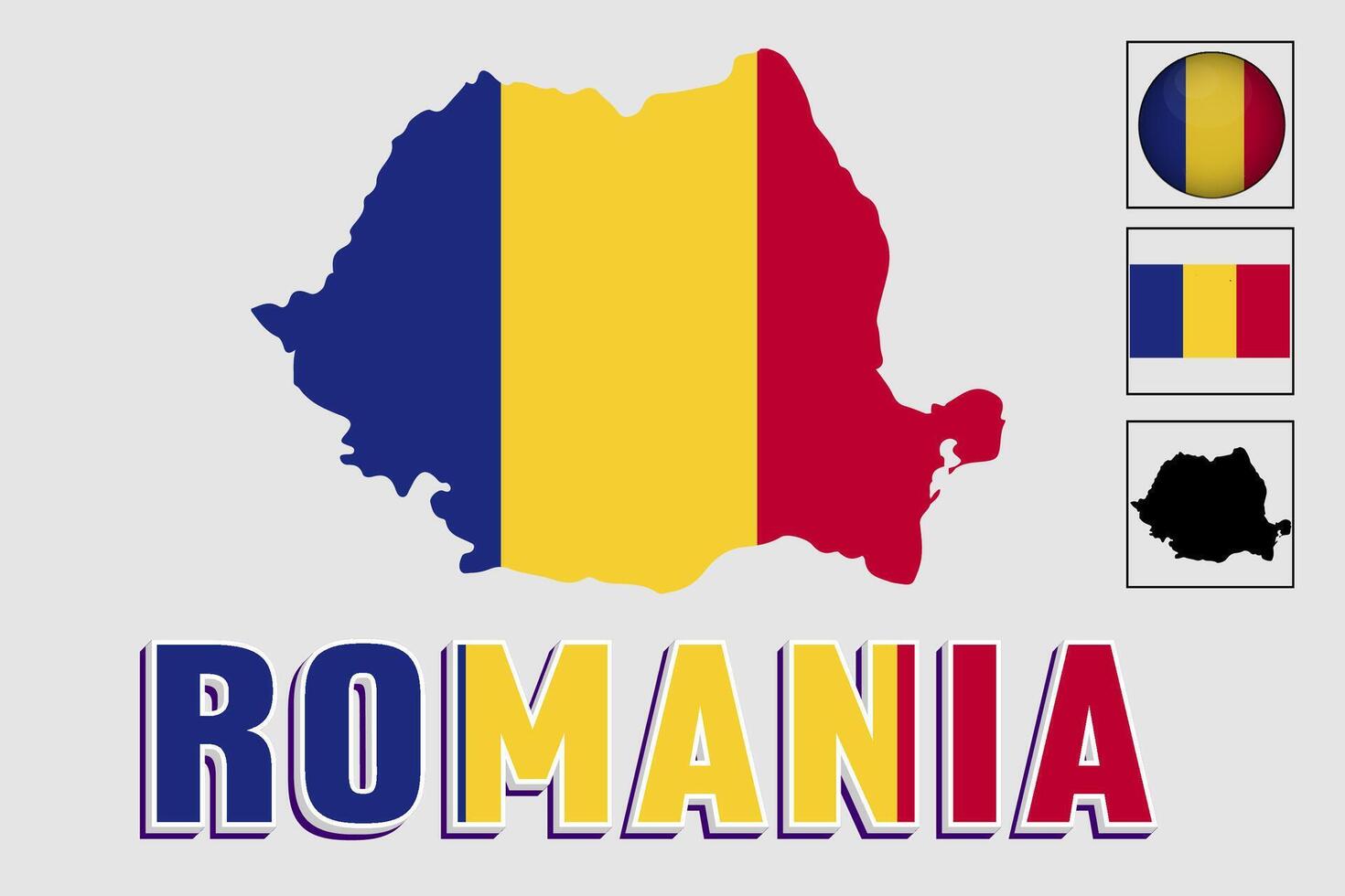 Rumania bandera y mapa en un vector gráfico