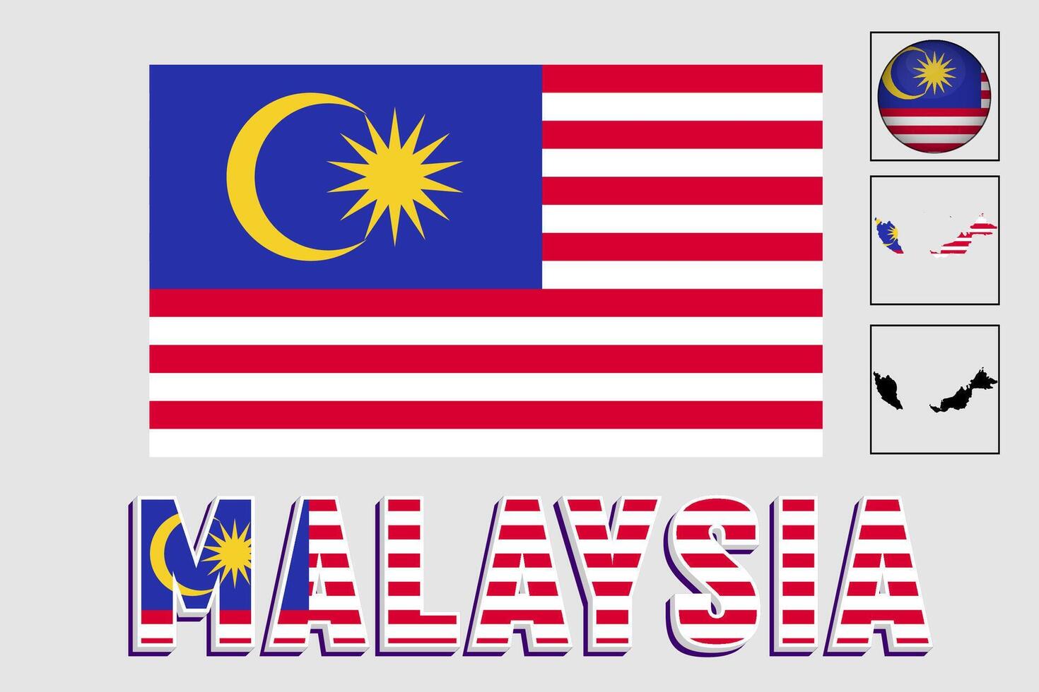 Malaysia map and flag in vector illustration