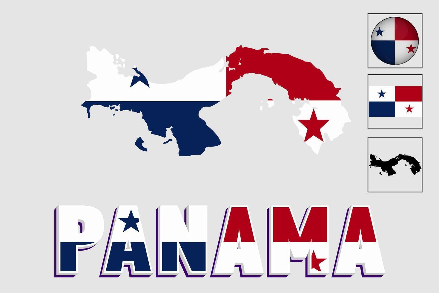 Panama flag and map in a vector graphic