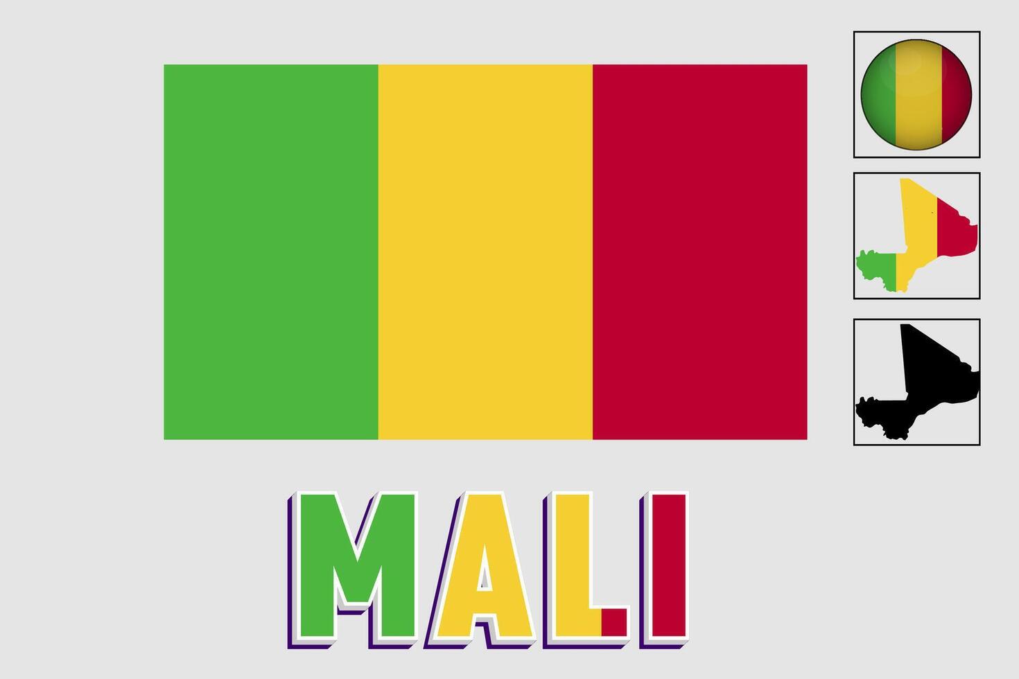 mali mapa y bandera en vector ilustración