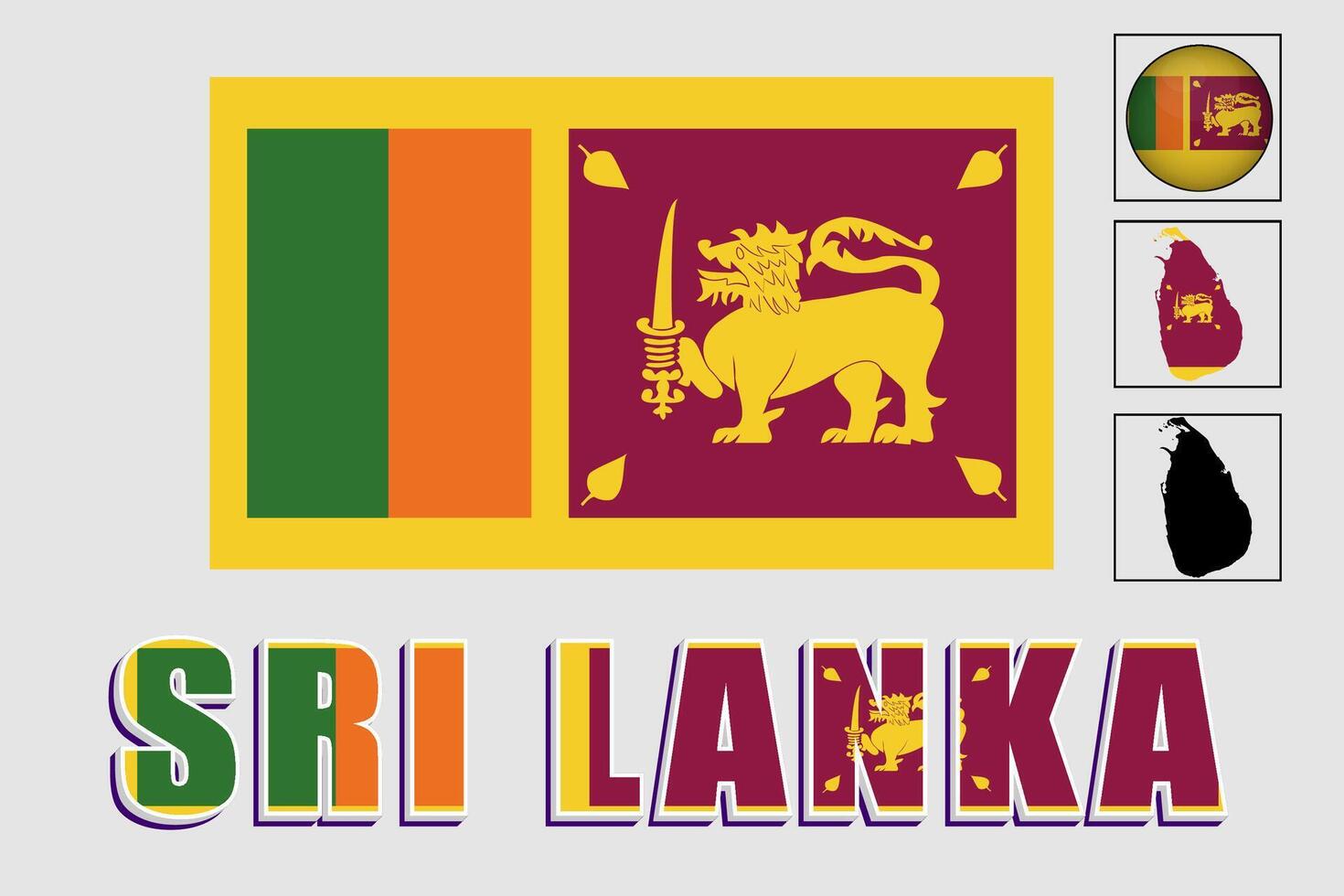 sri lanka bandera y mapa en un vector gráfico