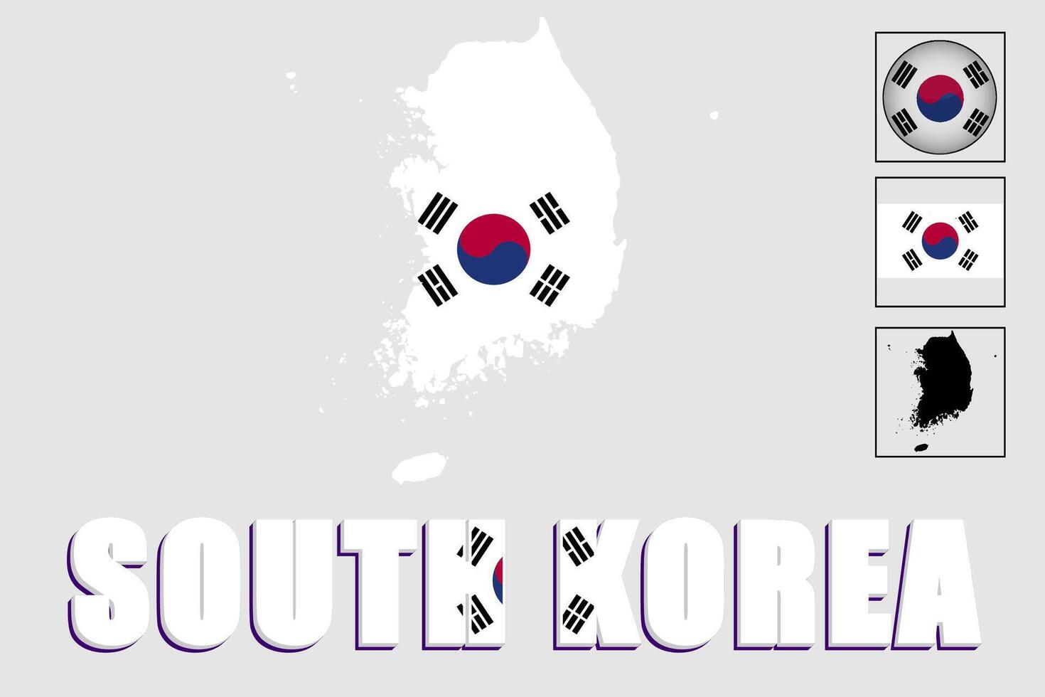 South Korea flag and map in a vector graphic