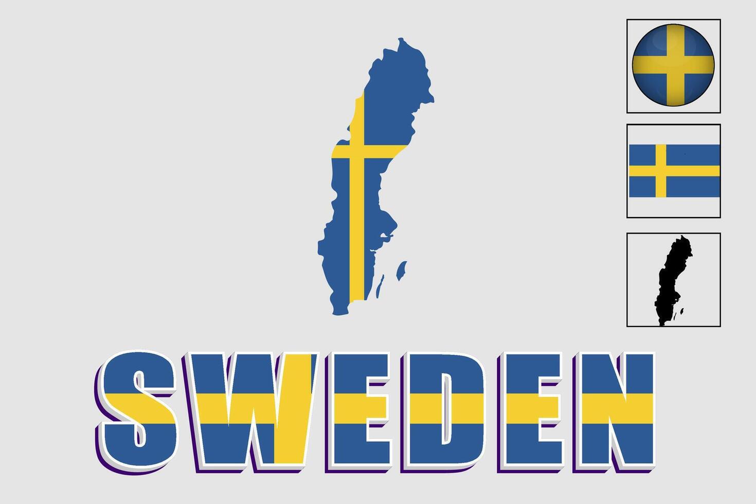 Sweden flag and map in a vector graphic