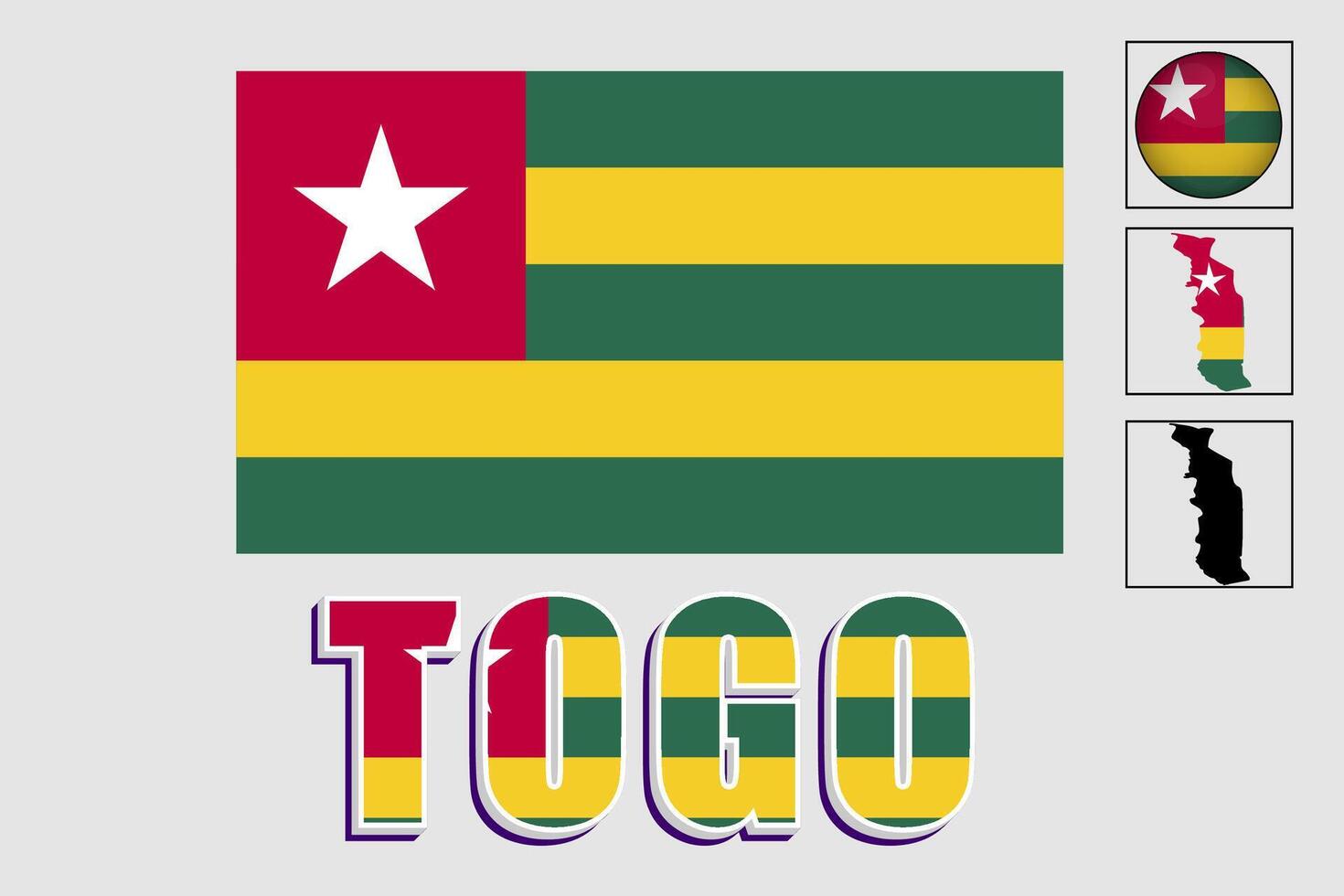 Togo flag and map in a vector graphic