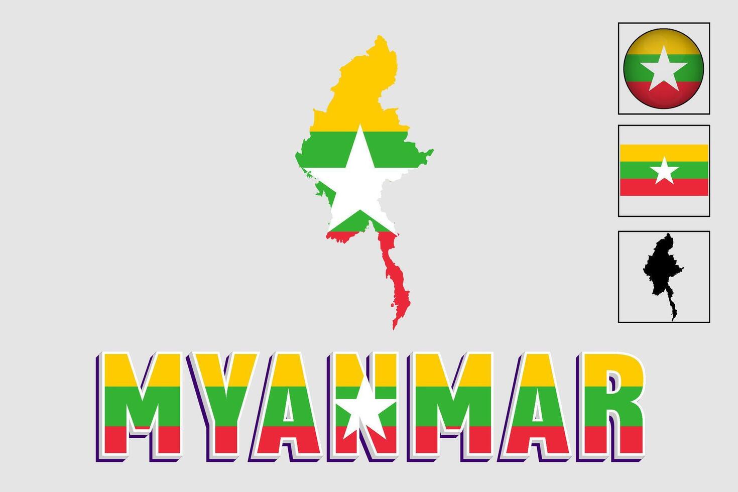 myanmar bandera y mapa en un vector gráfico