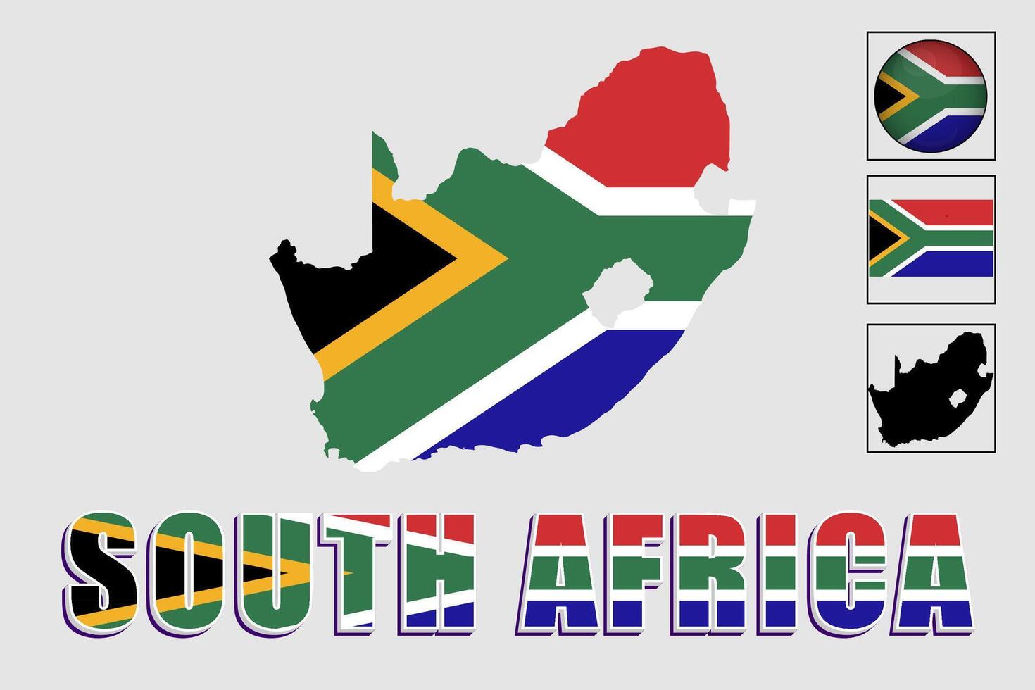 South Africa and map in a vector graphic