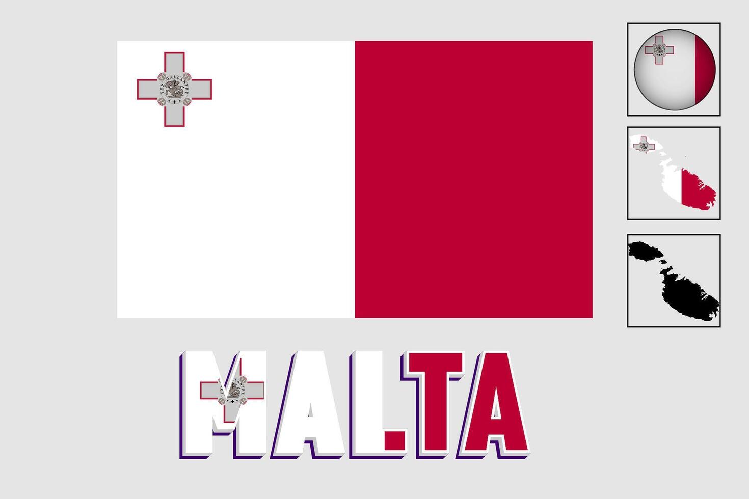 Malta map and flag in vector illustration