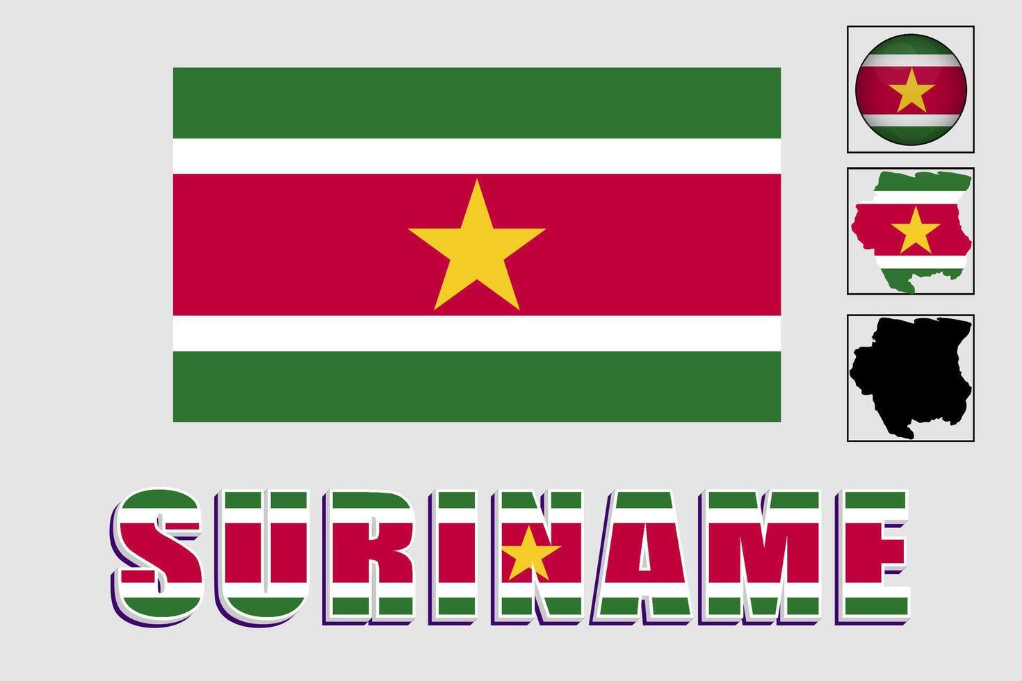 Surinam bandera y mapa en un vector gráfico