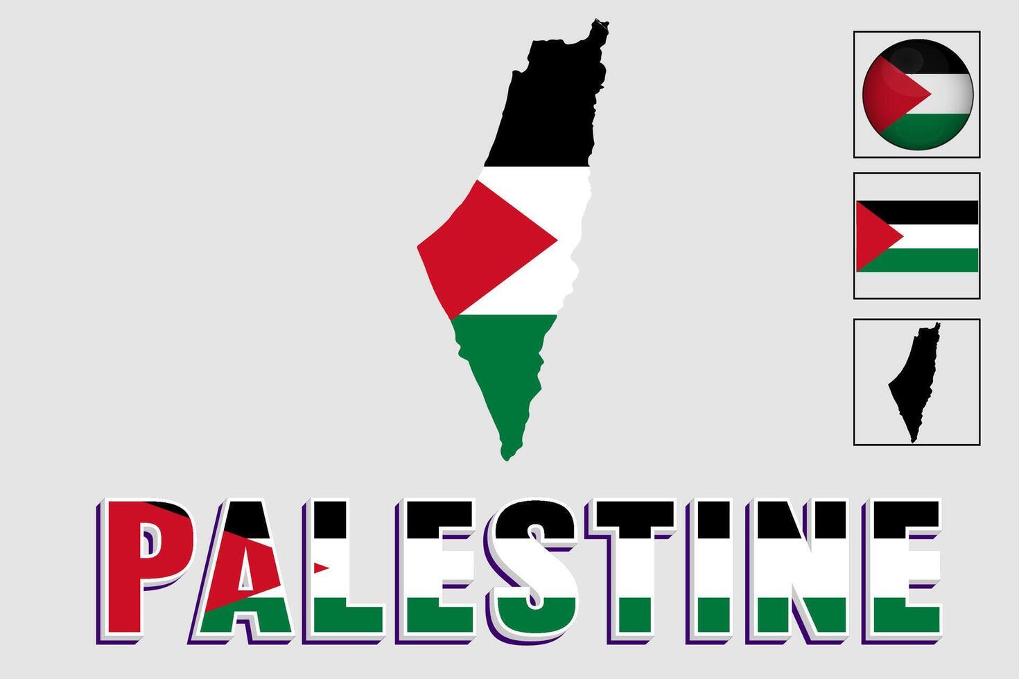 Palestine flag and map in a vector graphic