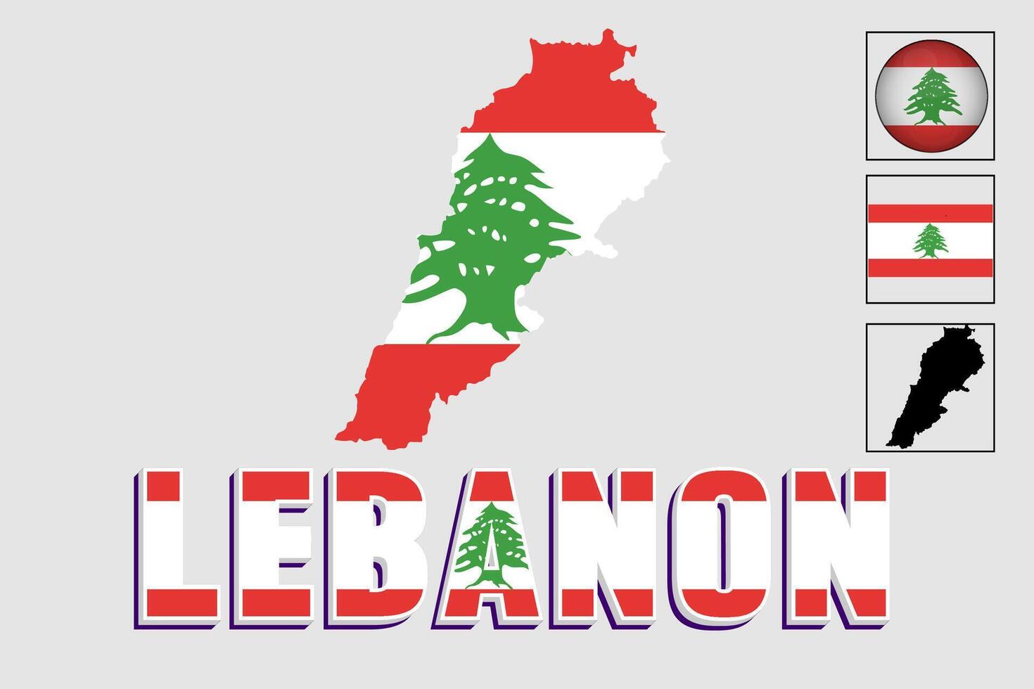 Lebanon map and flag in vector illustration