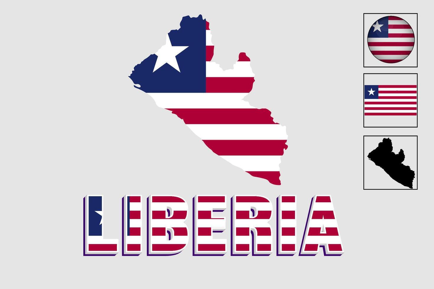 Liberia map and flag in vector illustration