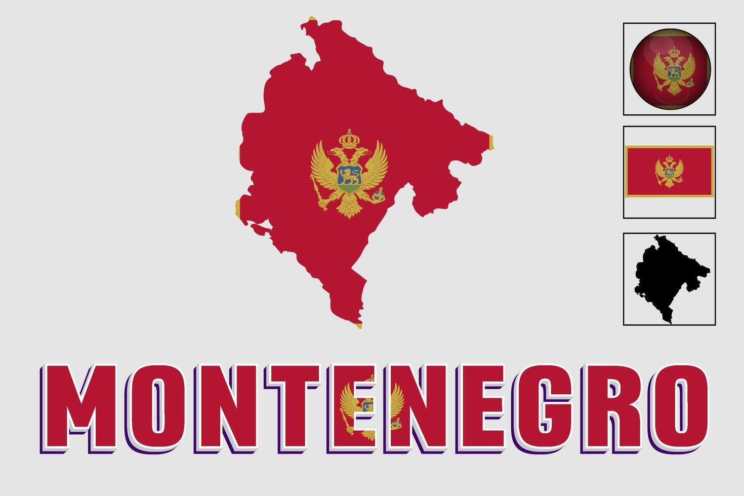 Montenegro flag and map in a vector graphic
