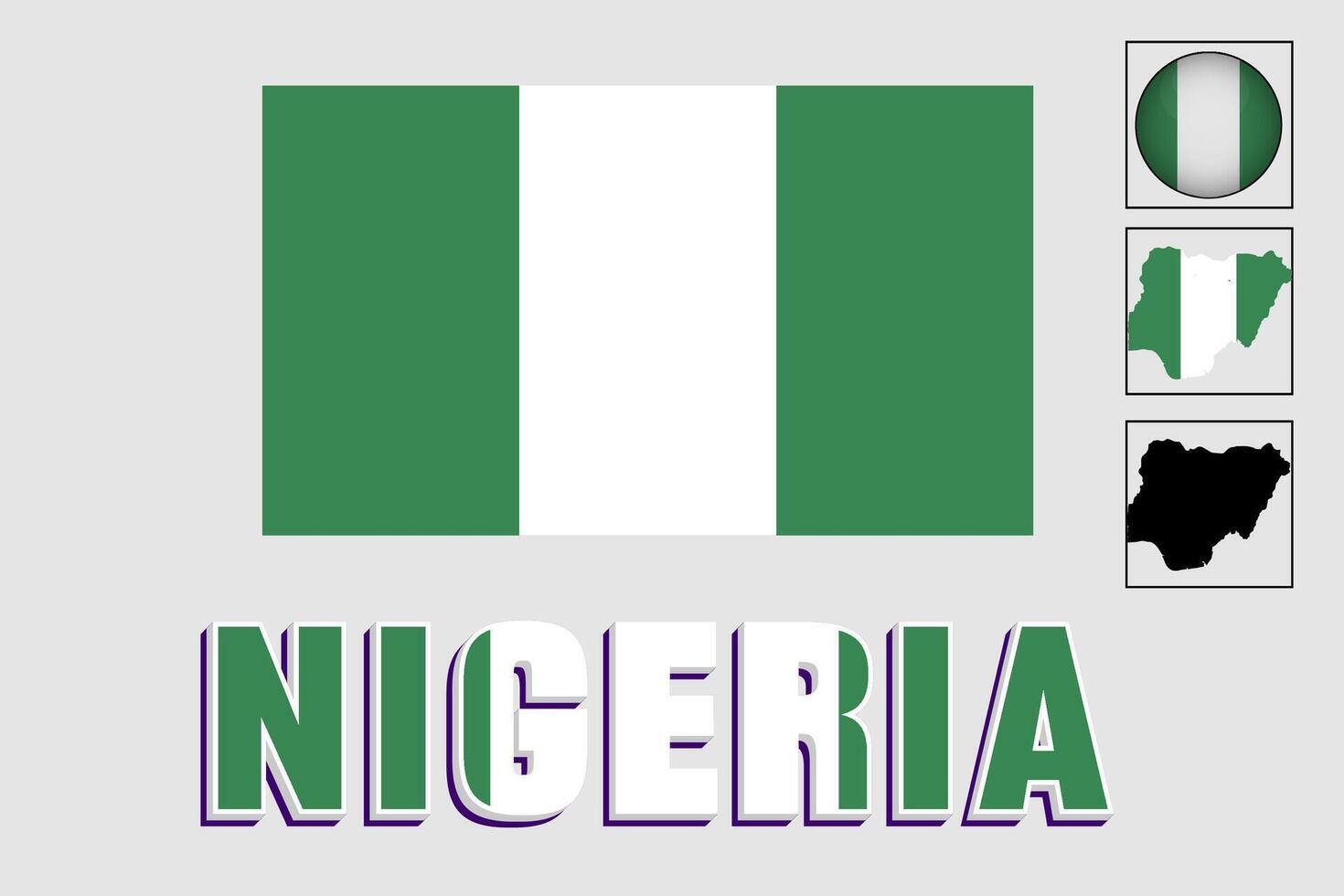 Nigeria flag and map in a vector graphic