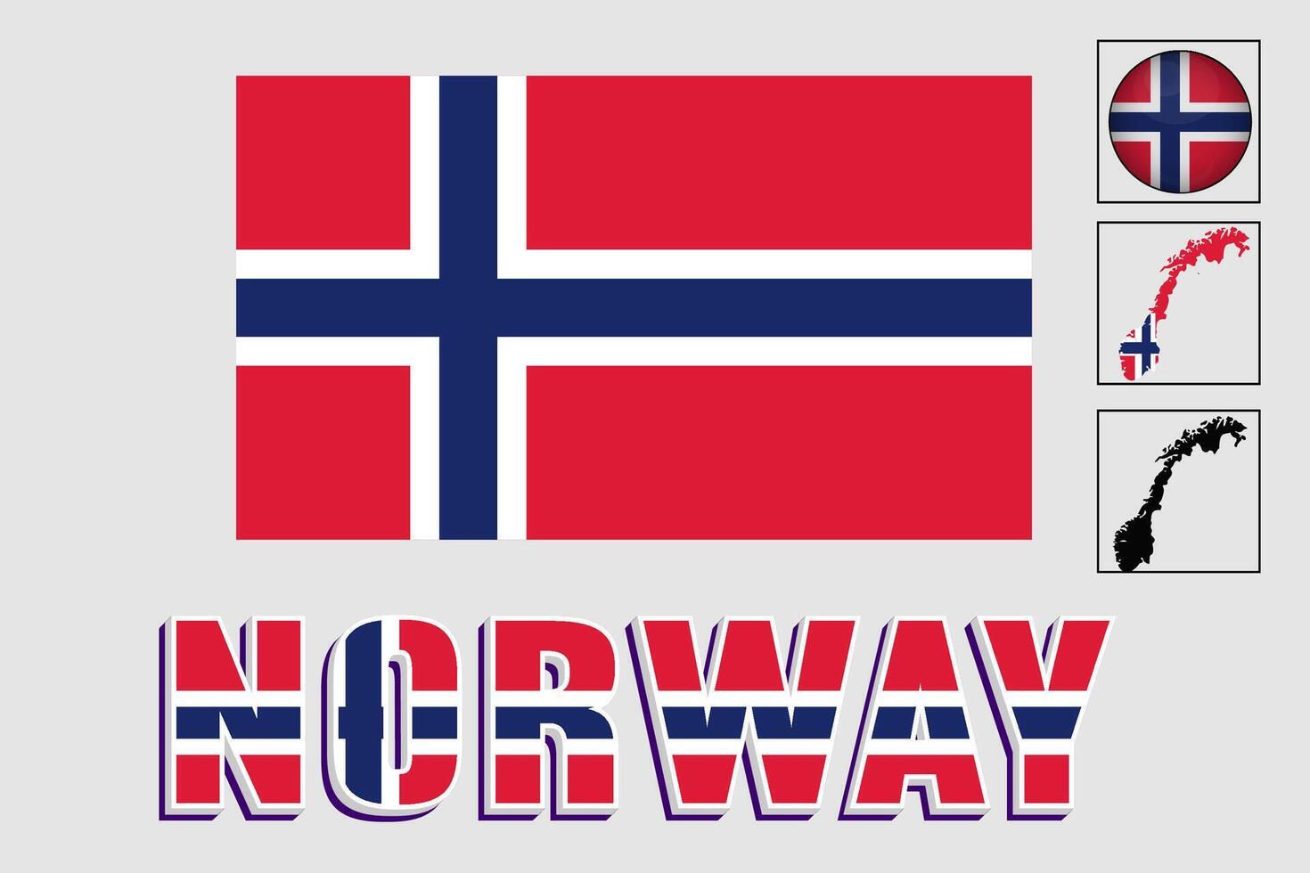 Norway flag and map in a vector graphic