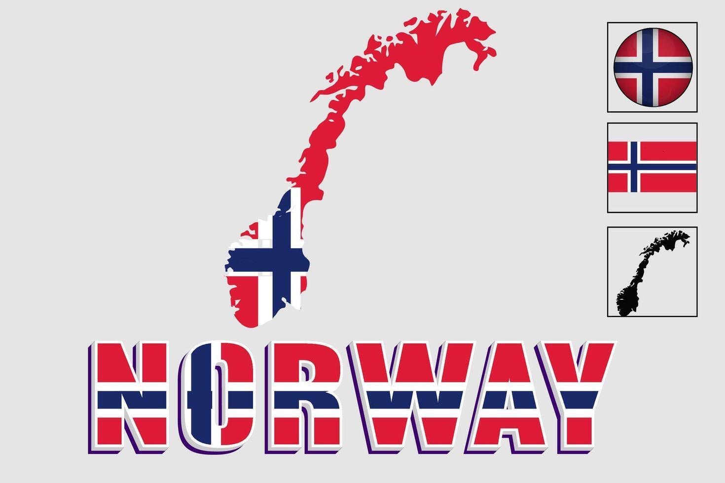 Norway flag and map in a vector graphic