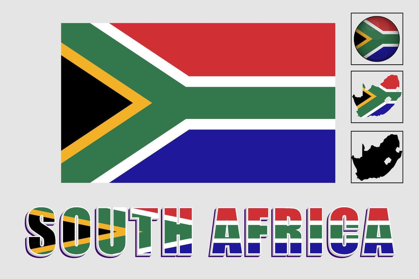 South Africa and map in a vector graphic
