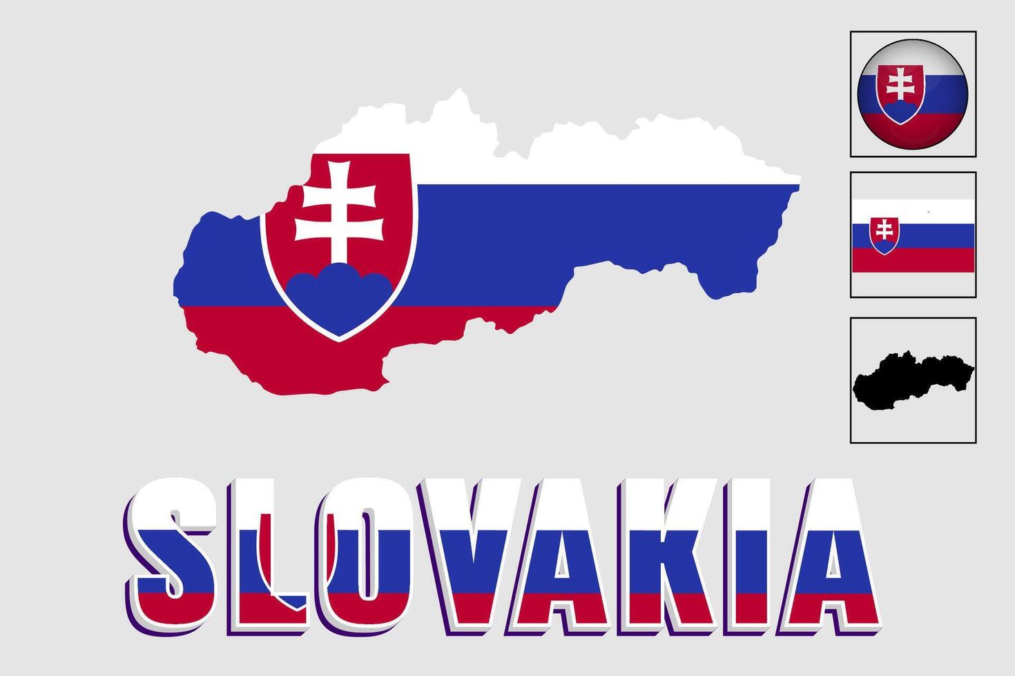 Slovakia flag and map in a vector graphic
