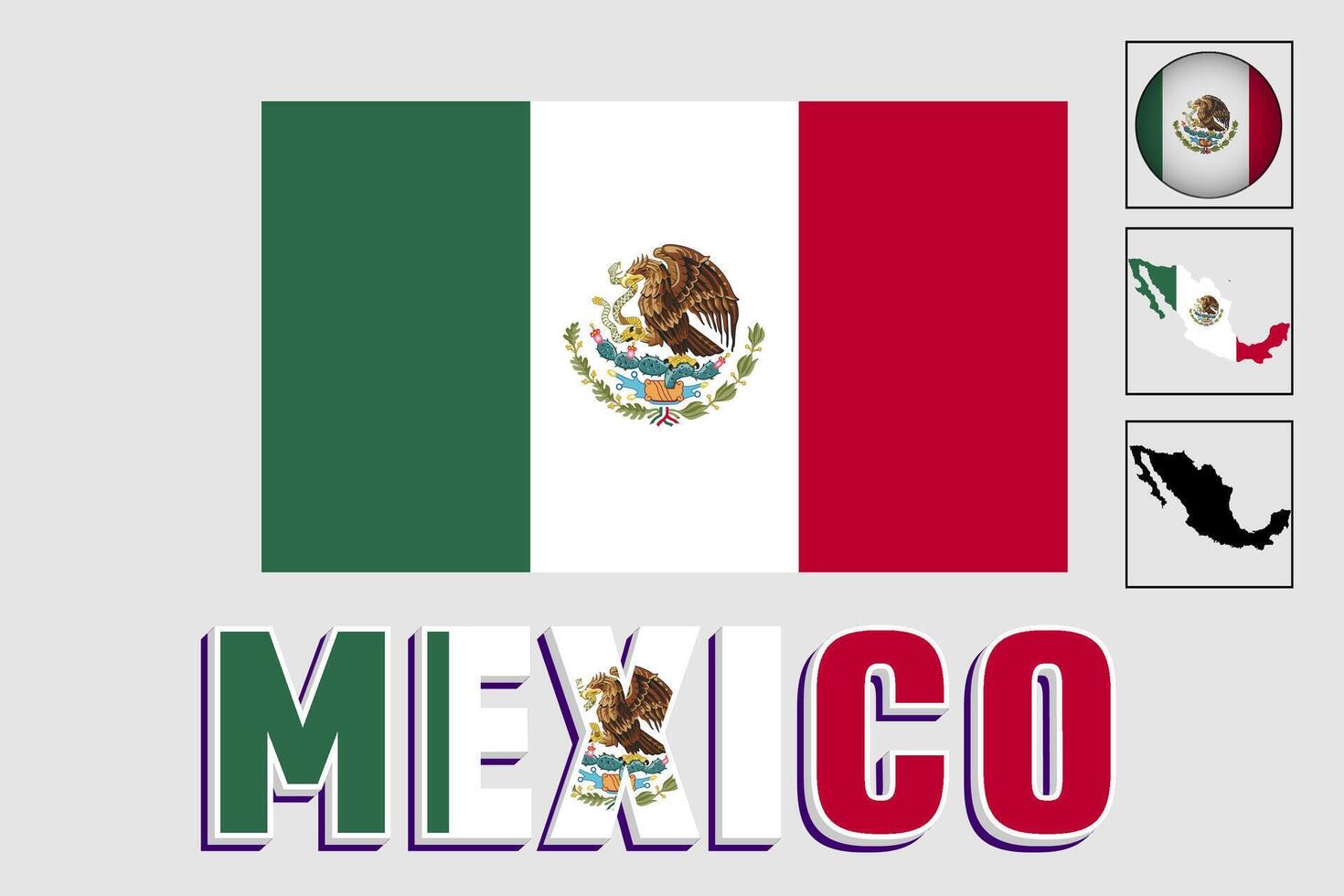 Mexico flag and map in a vector graphic