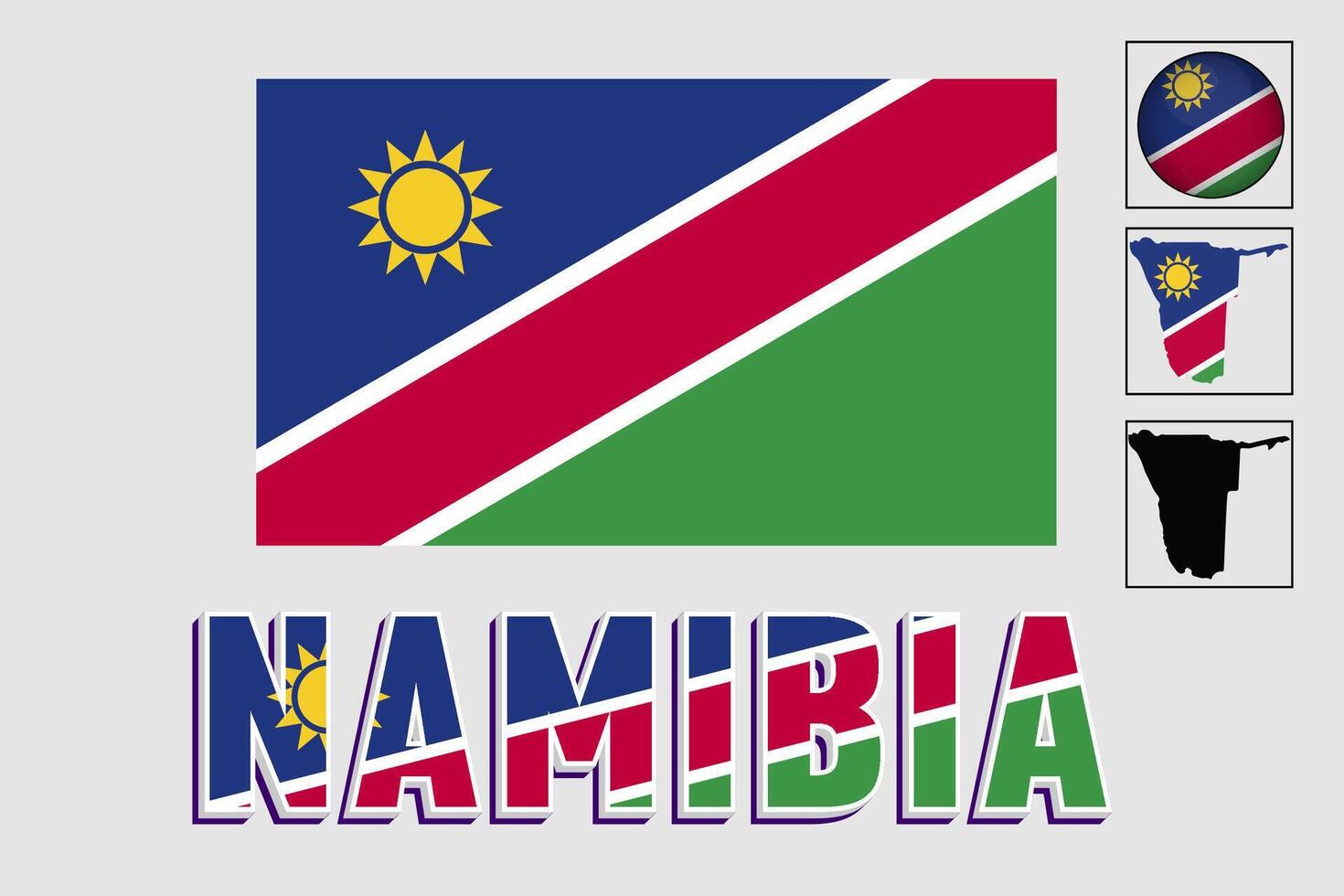 Namibia flag and map in a vector graphic