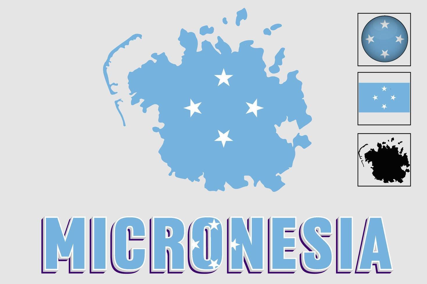 Micronesia flag and map in a vector graphic