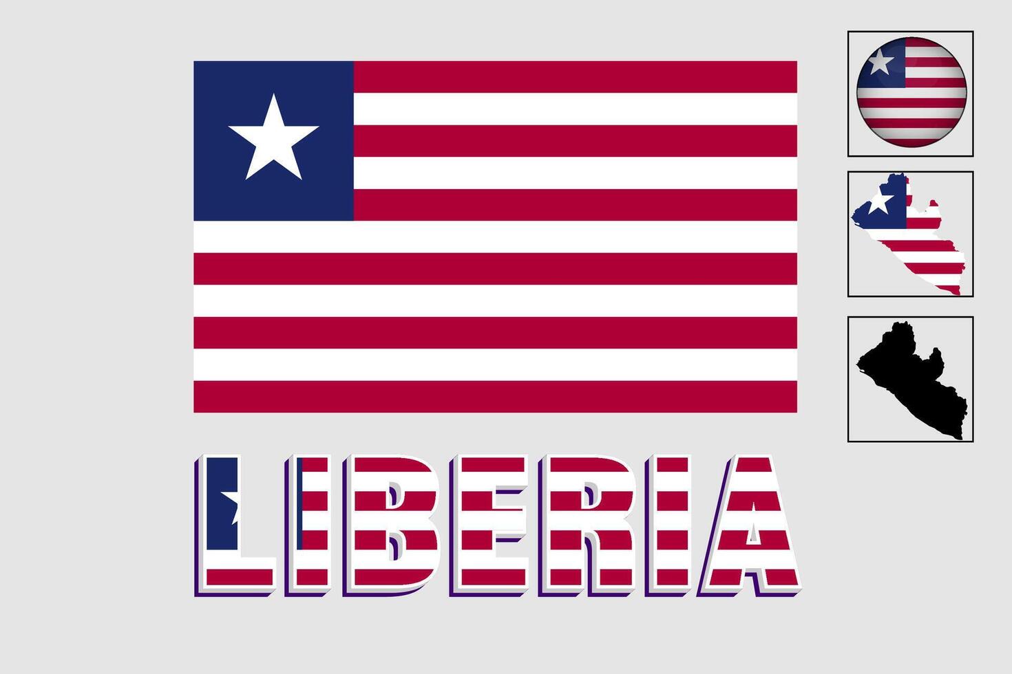 Liberia map and flag in vector illustration