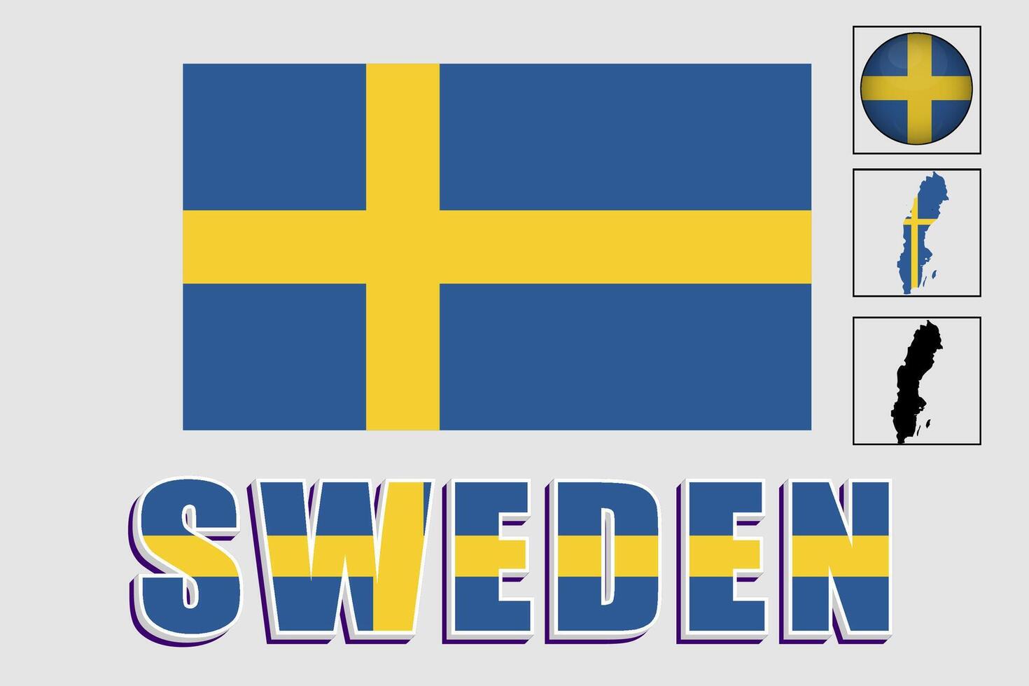 Suecia bandera y mapa en un vector gráfico