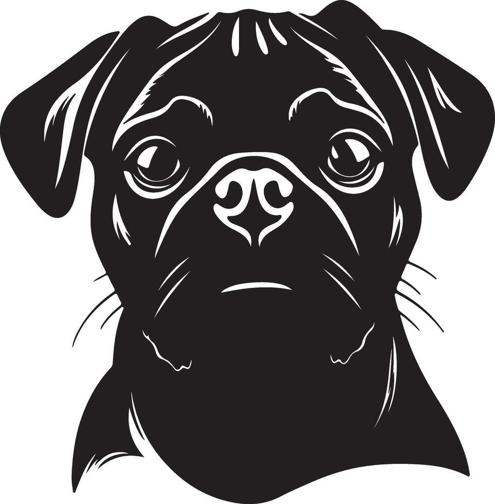 Pug Silhouette Vector Illustration White Background