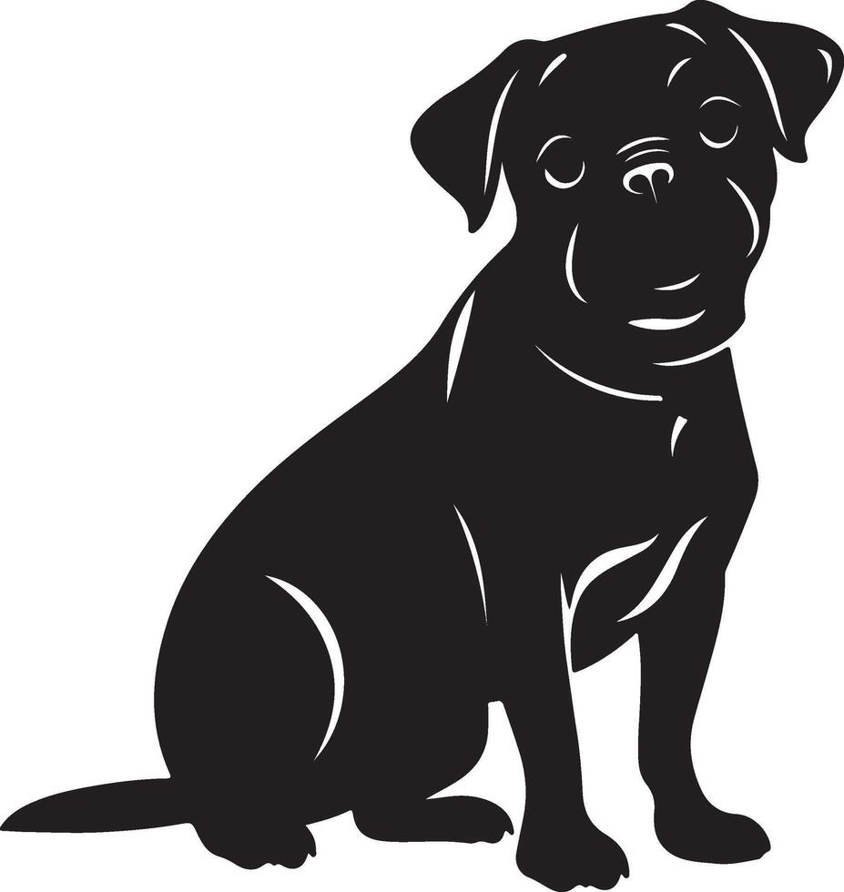 Pug Silhouette Vector Illustration White Background