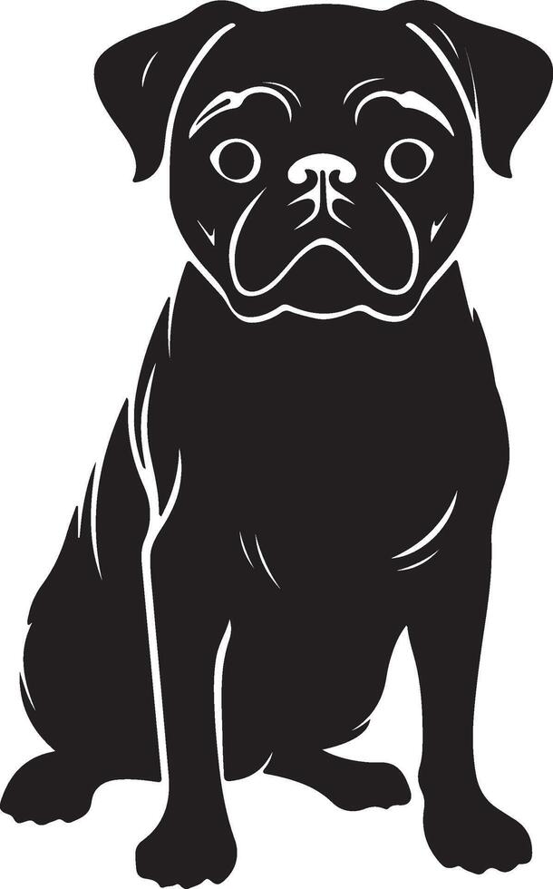 Pug Silhouette Vector Illustration White Background