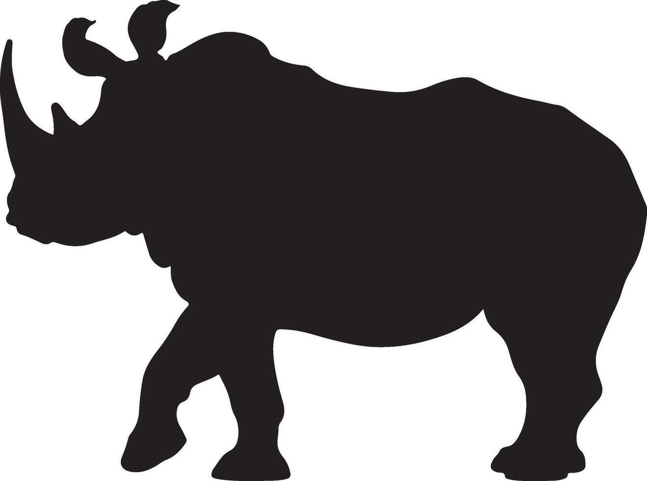 Rhino Silhouette Vector Illustration White Background