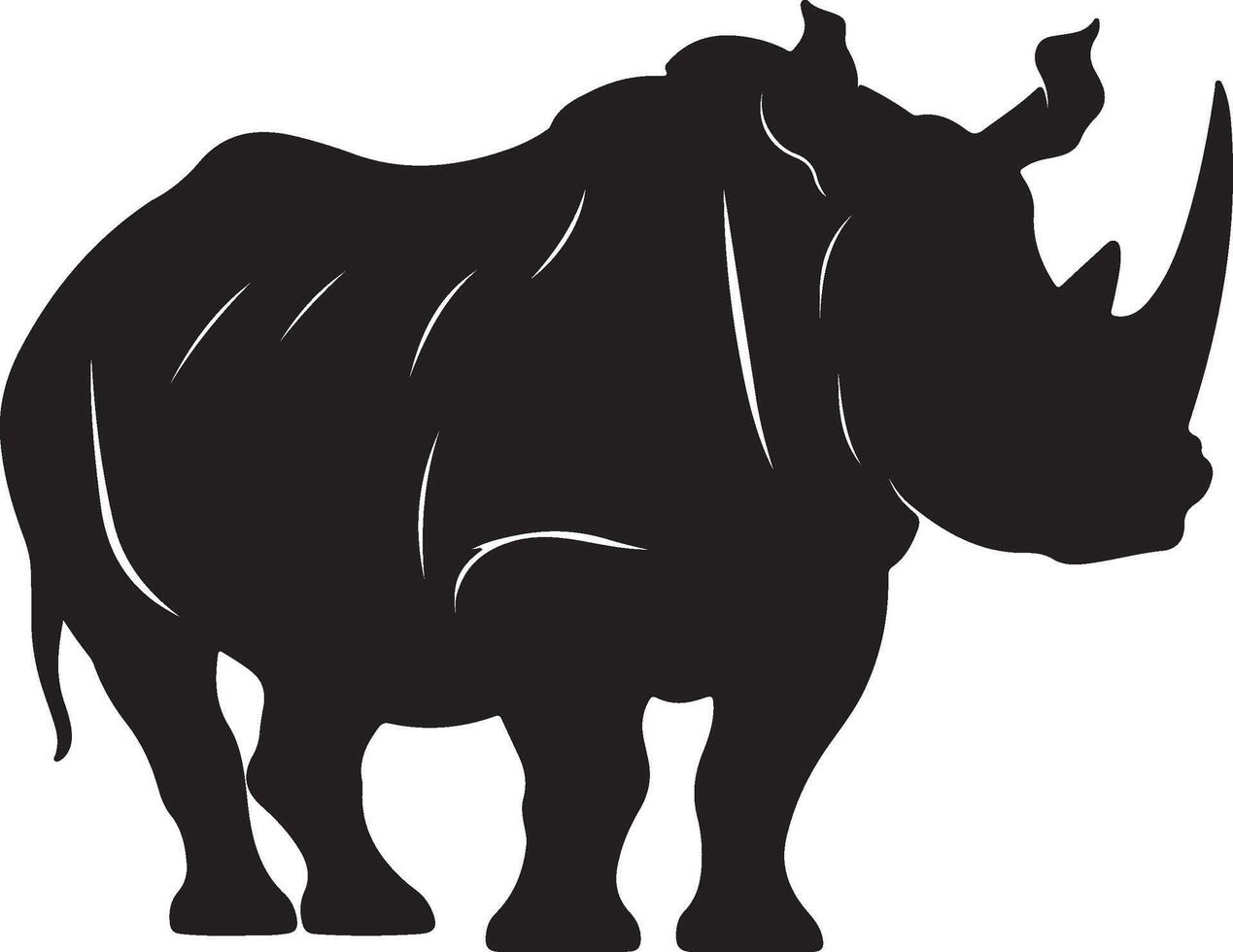 Rhino Silhouette Vector Illustration White Background