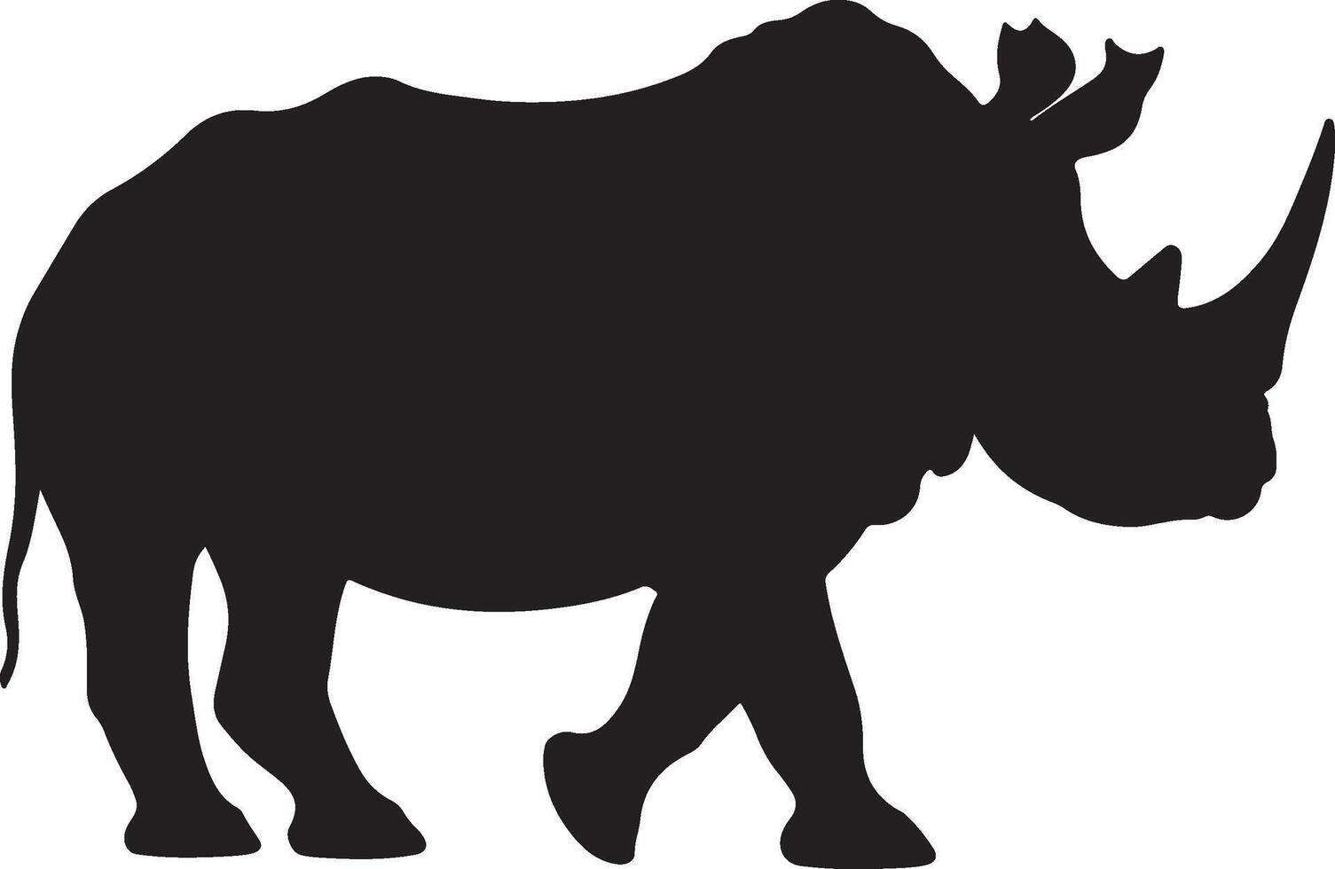 Rhino Silhouette Vector Illustration White Background