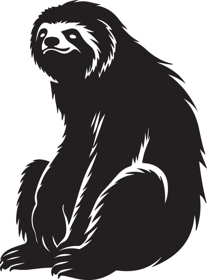 Sloth Silhouette Vector Illustration White Background