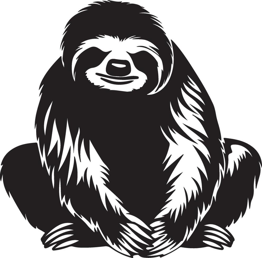 Sloth Silhouette Vector Illustration White Background