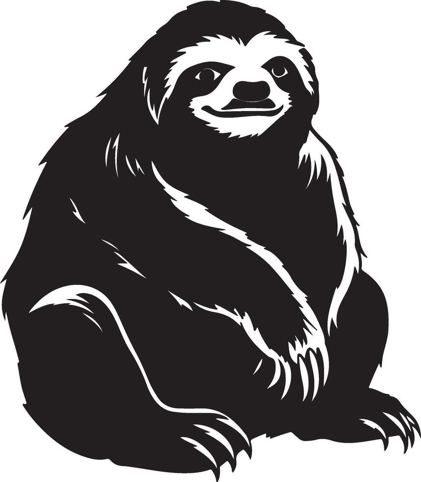 Sloth Silhouette Vector Illustration White Background