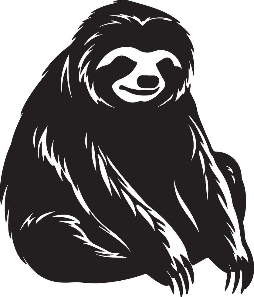 Sloth Silhouette Vector Illustration White Background