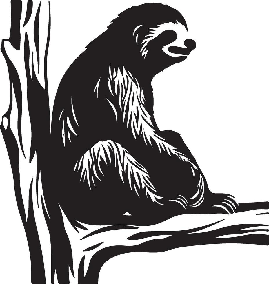 Sloth Silhouette Vector Illustration White Background