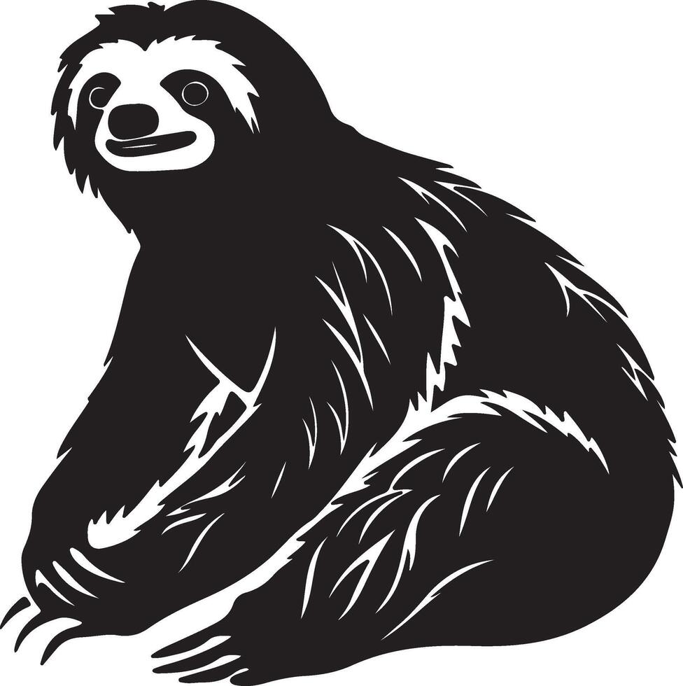 Sloth Silhouette Vector Illustration White Background