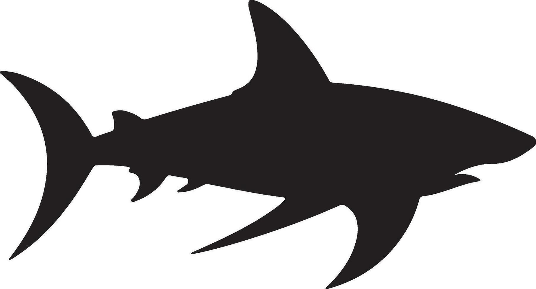 Shark Silhouette Vector Illustration White Background