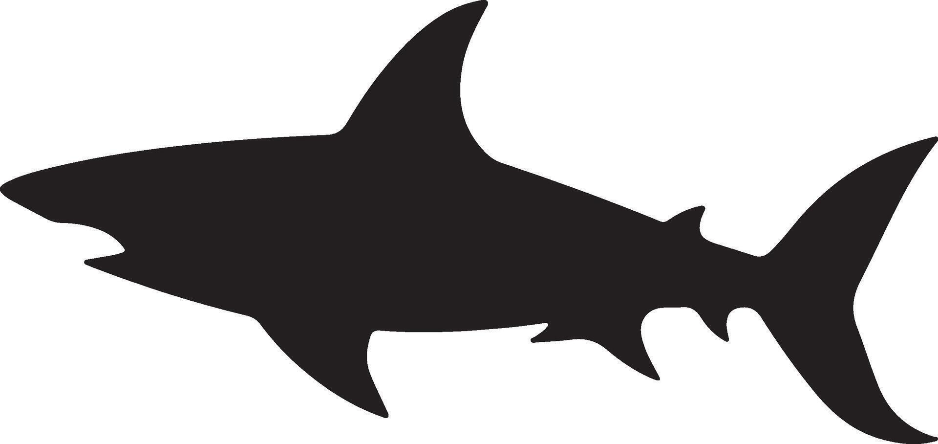 Shark Silhouette Vector Illustration White Background