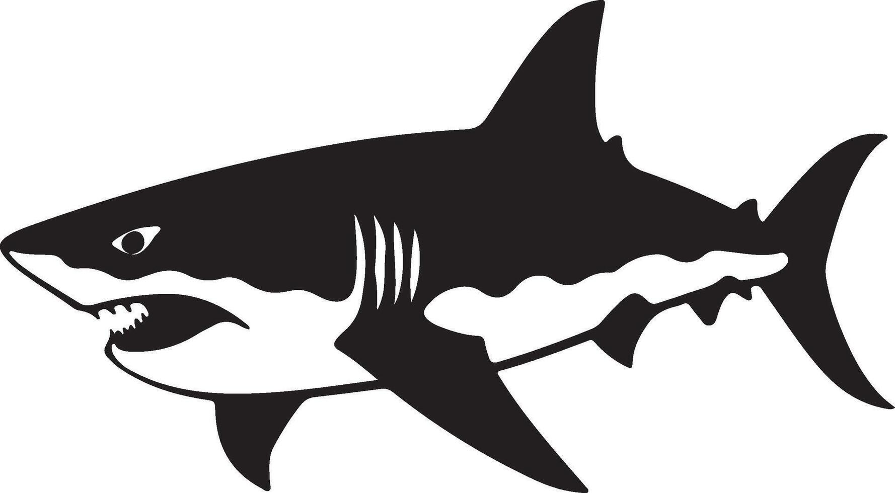 Shark Silhouette Vector Illustration White Background