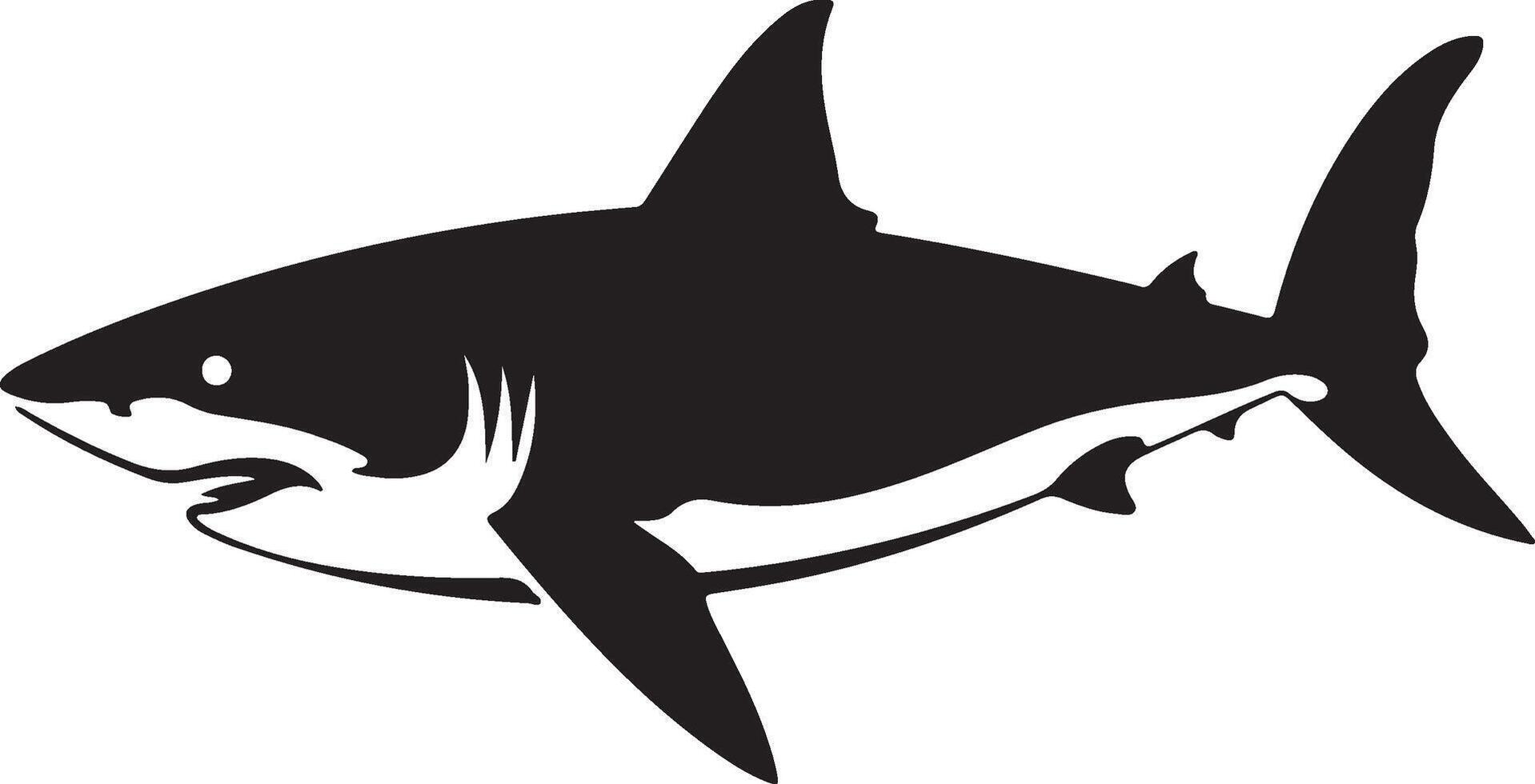 Shark Silhouette Vector Illustration White Background