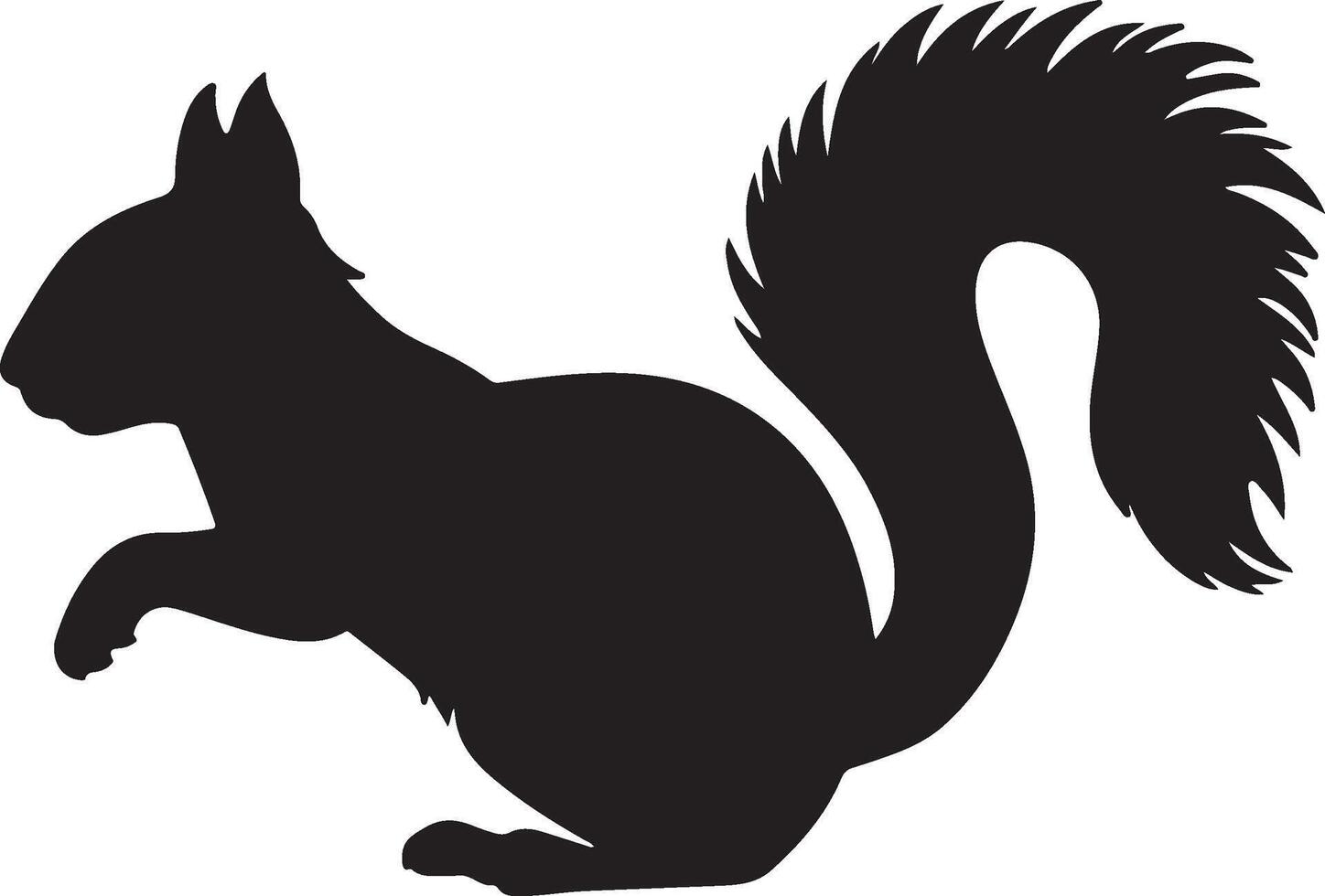 Squirrel Silhouette Vector Illustration White Background