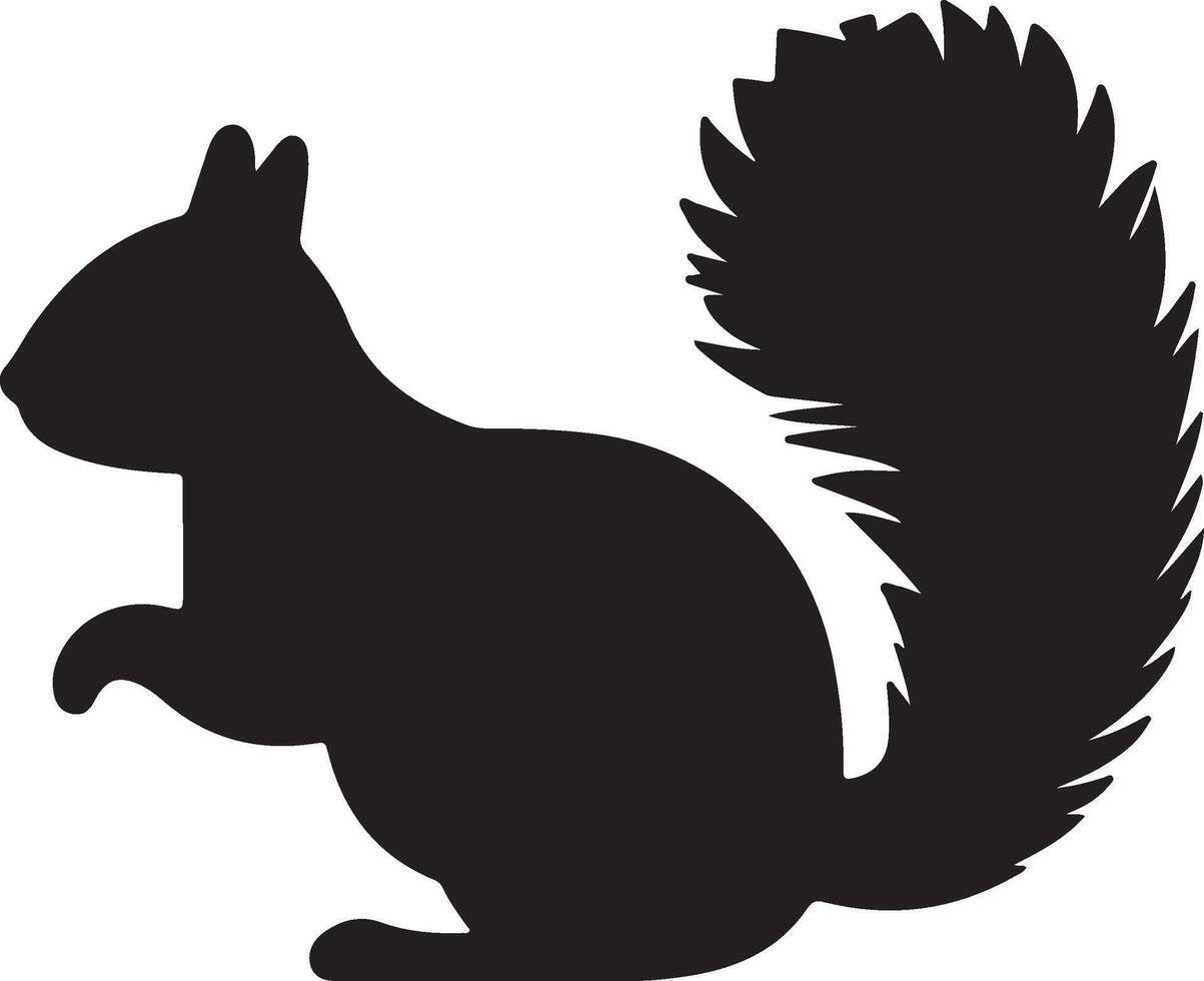 Squirrel Silhouette Vector Illustration White Background